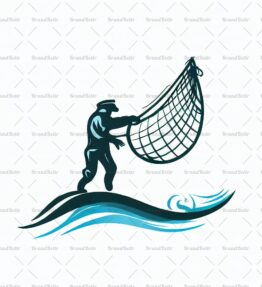 Fischer mit Wurfnetz